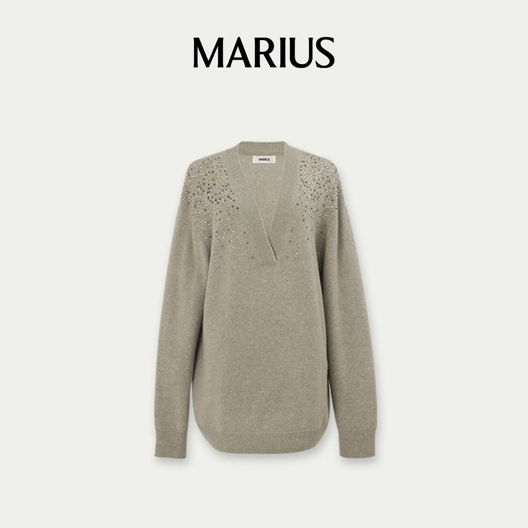 MARIUS-M-'派对衫'经典v领烫钻针织衫