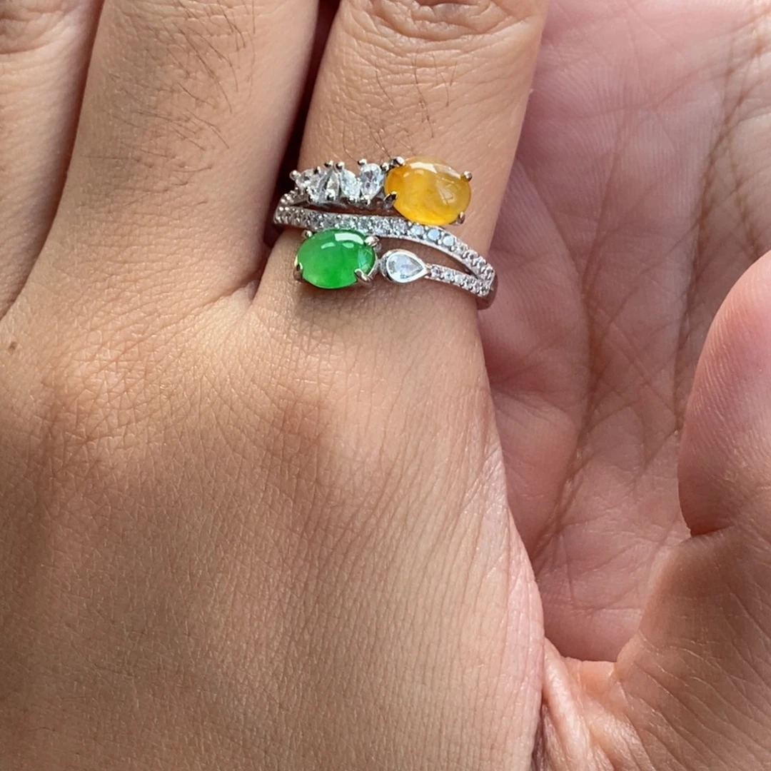 翡翠银S925镶嵌戒指