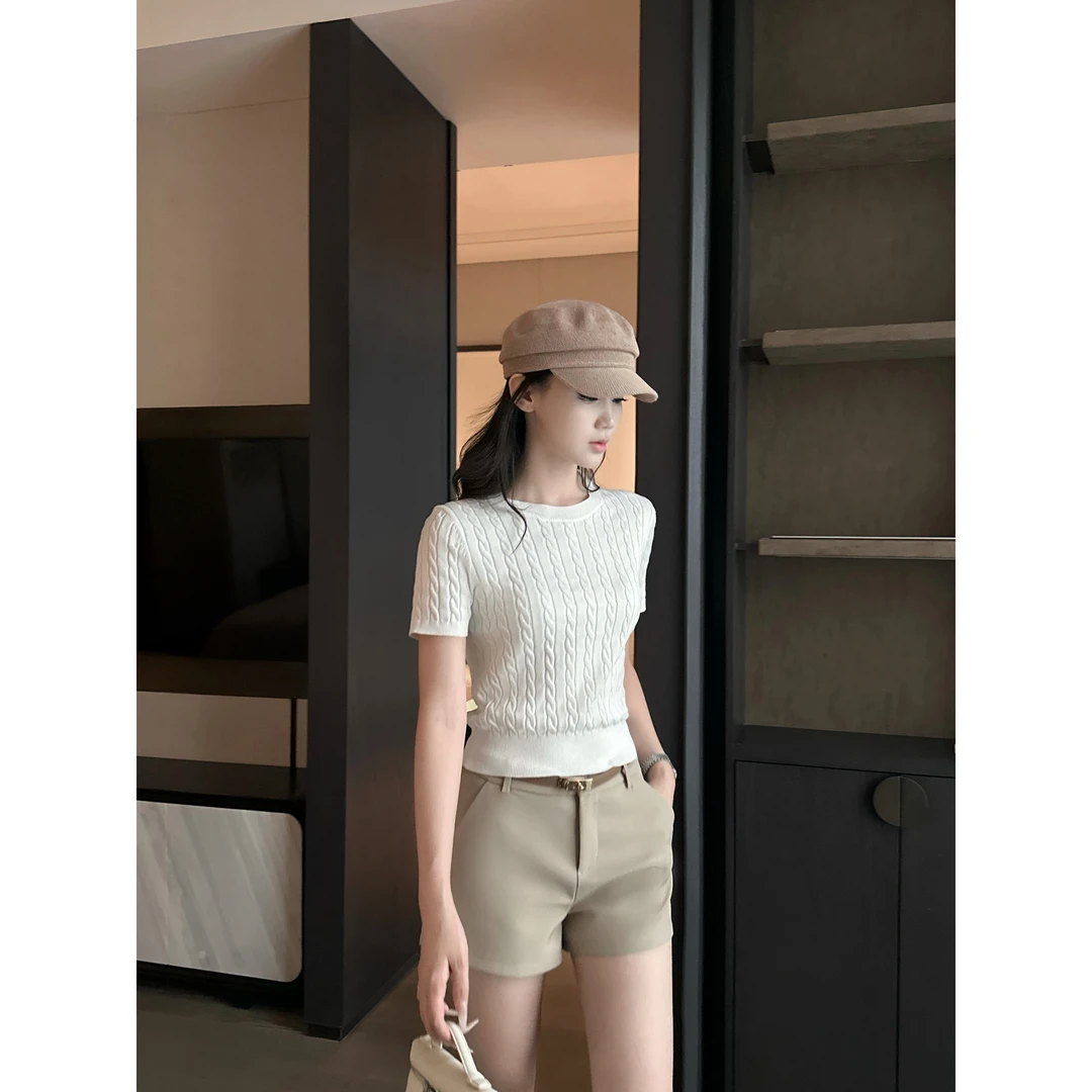 5werkwen 智性老钱 卡其西装老钱短裤36-34