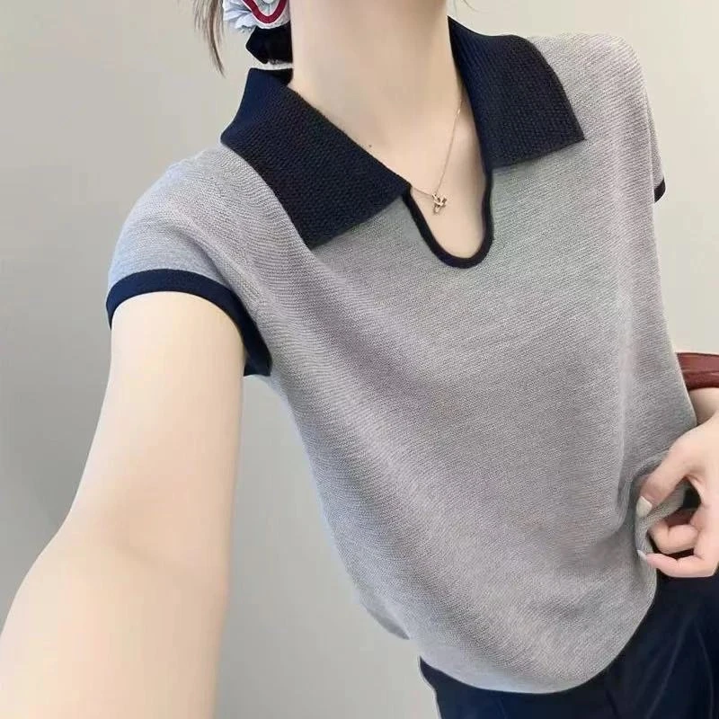 薄款夏季女式冰爽针织衫夏季显瘦polo毛针织衫针织衫