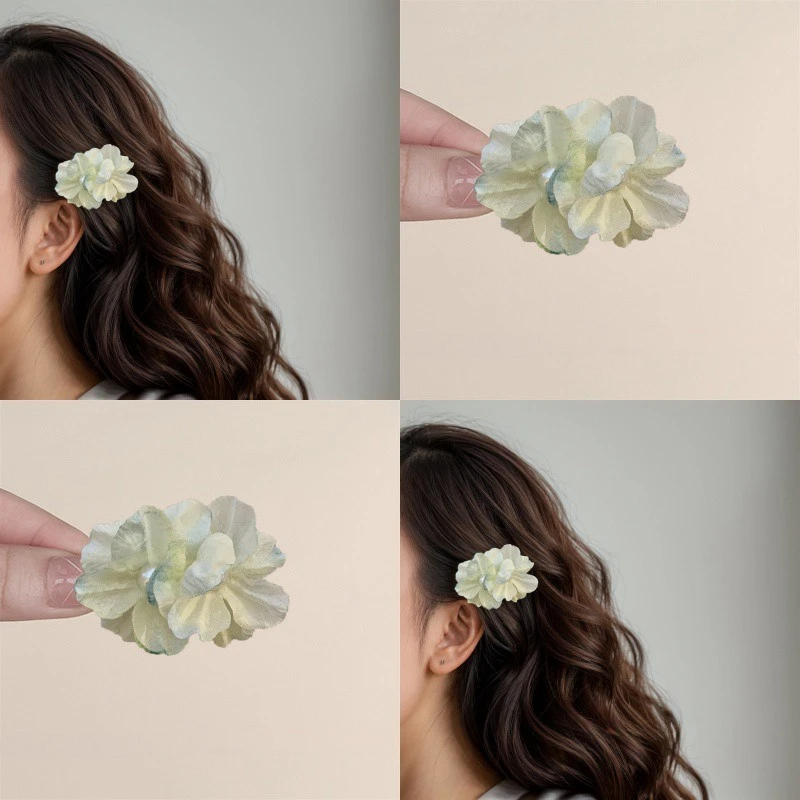 淡雅薄荷绿，清凉一夏！复古氛围感花朵发夹高颜值刘海边夹碎发夹
