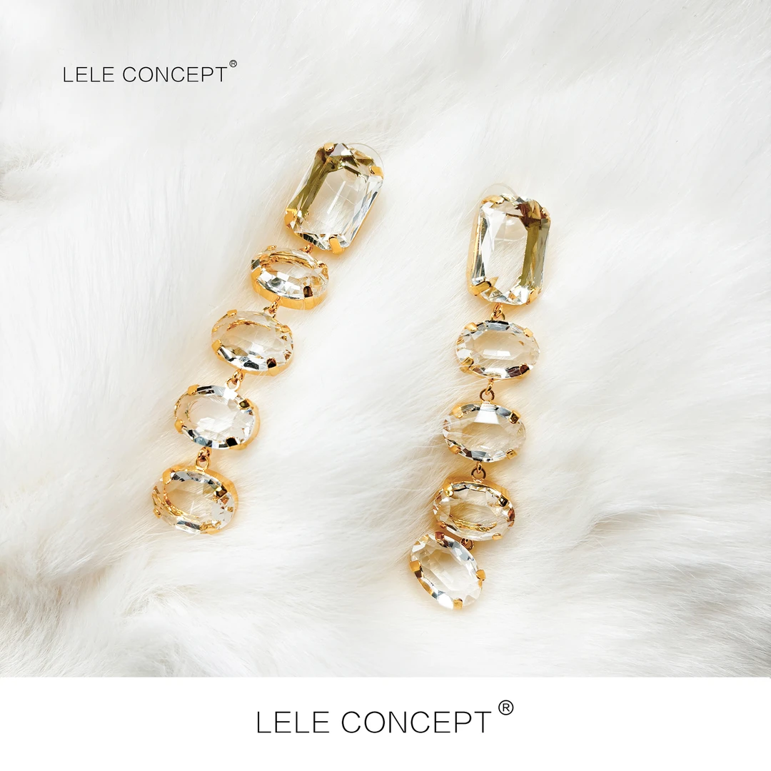 LELE CONCEPT 铜合金玻璃耳饰 丨个性潮流图形闪金耳环SP0242
