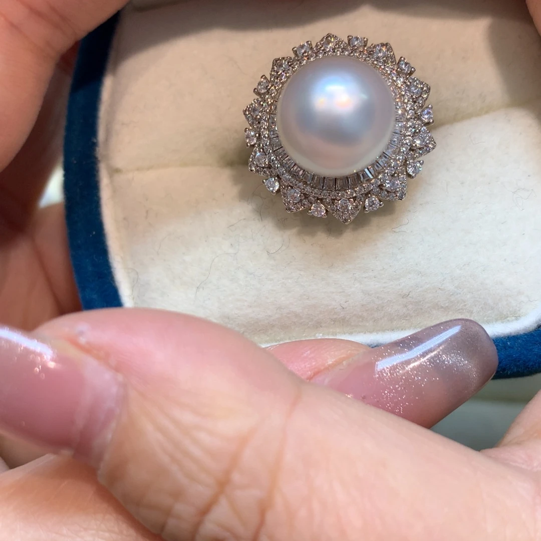 海水珍珠戒指银S925镶嵌