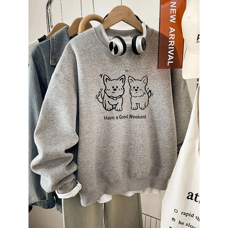 网红ins超火大码女装无帽卫衣秋季新款胖mm加绒加厚小众上衣200斤