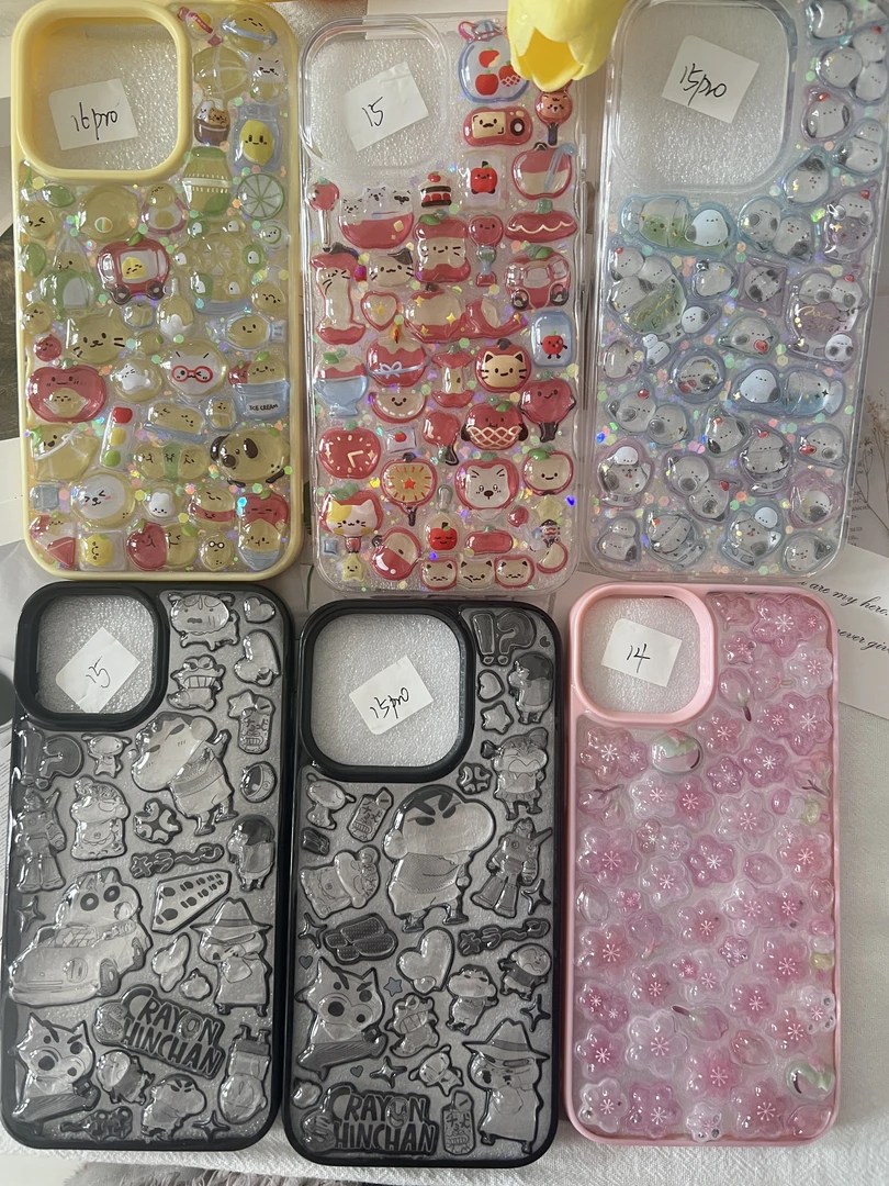 【现货次日发】水晶贴蜡笔小新卡通可爱适用iPhone防摔定制手机壳