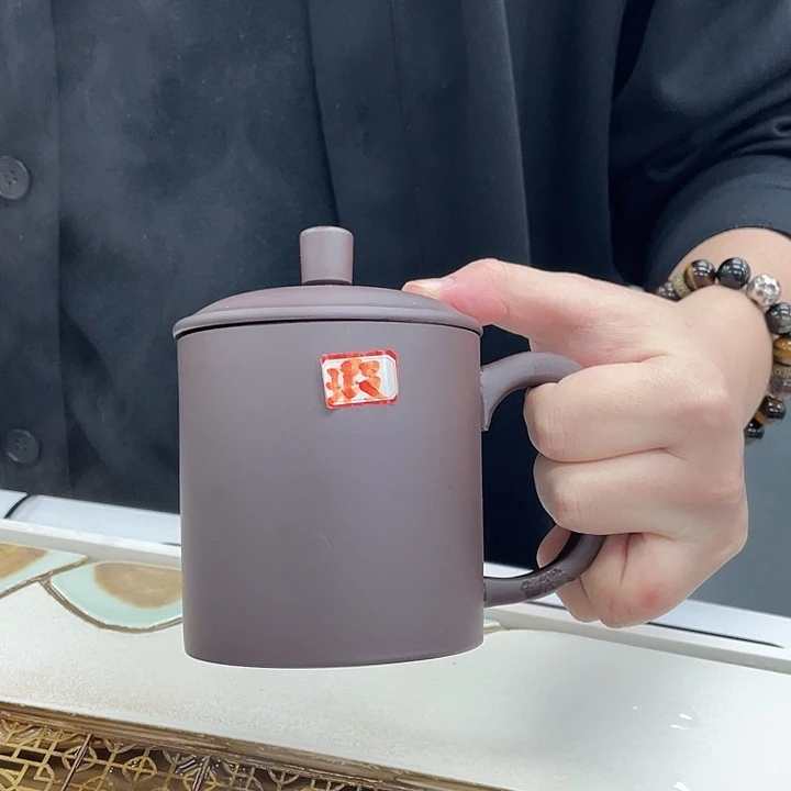 茶杯紫砂微瑕老紫泥正气杯