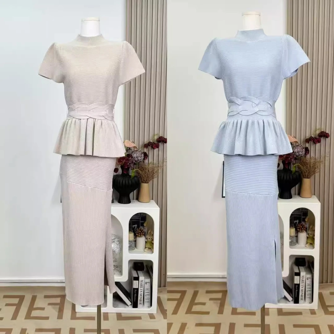 气质小香风纯欲夏新款针织麻花小众设计感上衣+包臀半裙两件套女