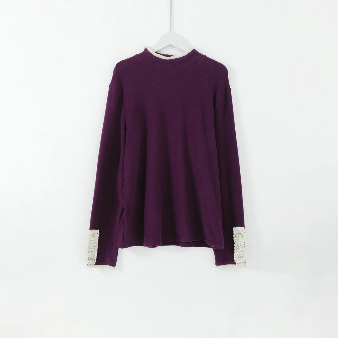 几里与麻 立领花边 T恤 衣长60胸围104 2091646