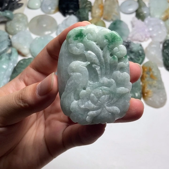 翡翠未镶嵌颈饰花开富贵37