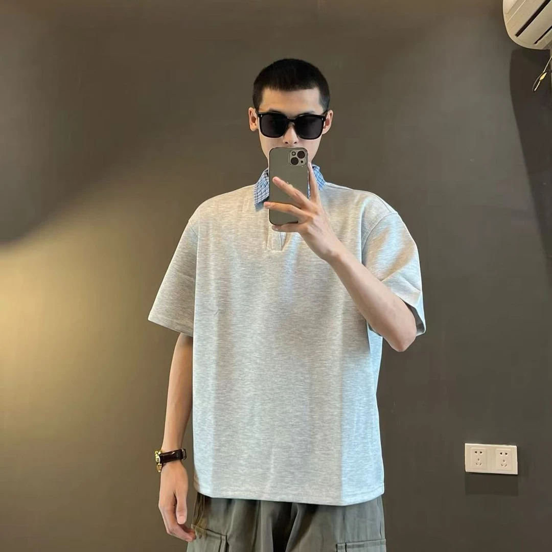 重头来过2025年夏季新款亨利领短袖T恤男宽松潮流美式复古POLO衫