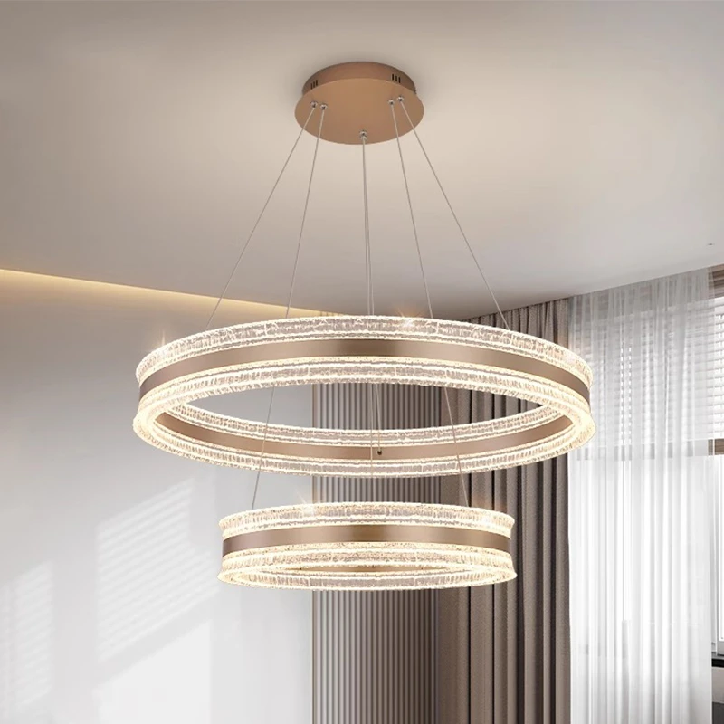 轻奢水晶吊灯客厅灯现代简约大气2025年新款高档双层环形餐厅灯具