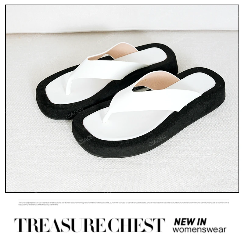 乔儿定制【熊猫拖鞋】新款黑白配色真皮拖鞋人字拖橡胶底超轻