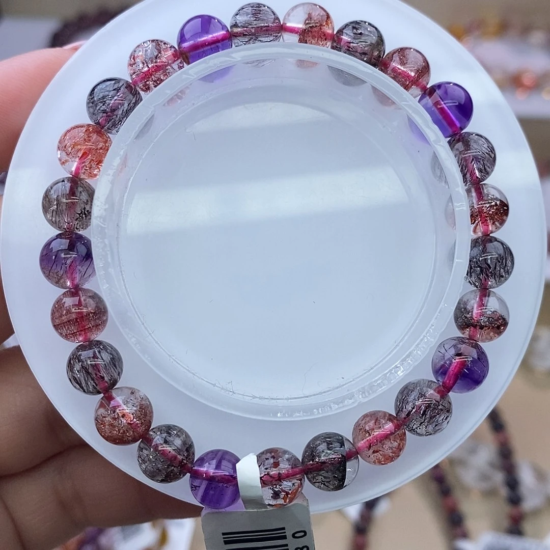 水晶手链未镶嵌收藏级黑加仑超七7+m