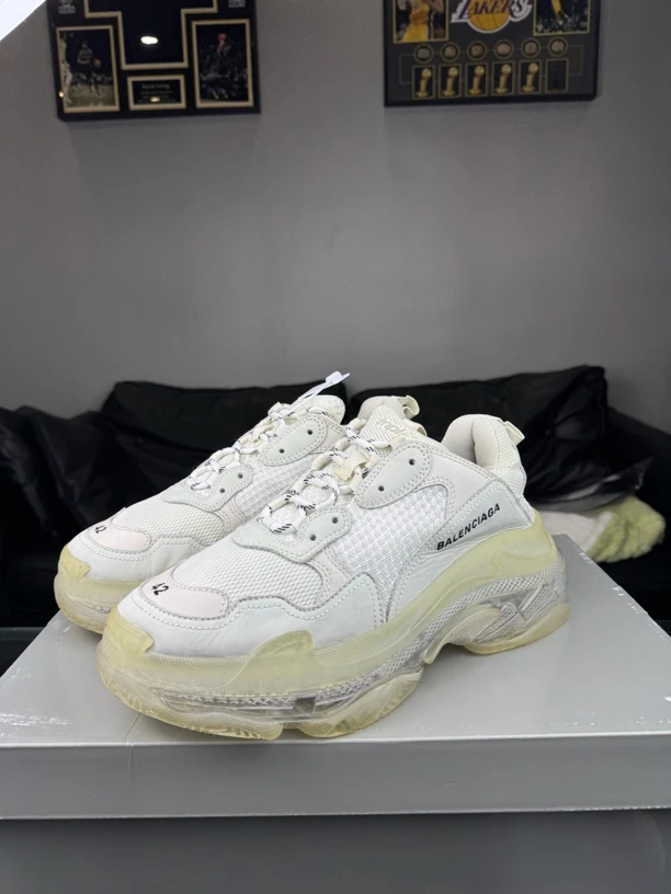 95新 Balenciaga/巴黎世家 Triple s透明白老爹鞋42码原盒97新
