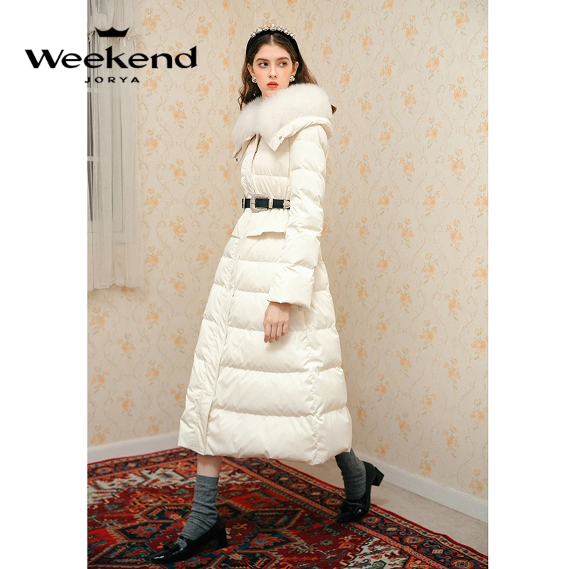 卓雅周末冬新款海军风翻领长款羽绒服EJWDDZ64