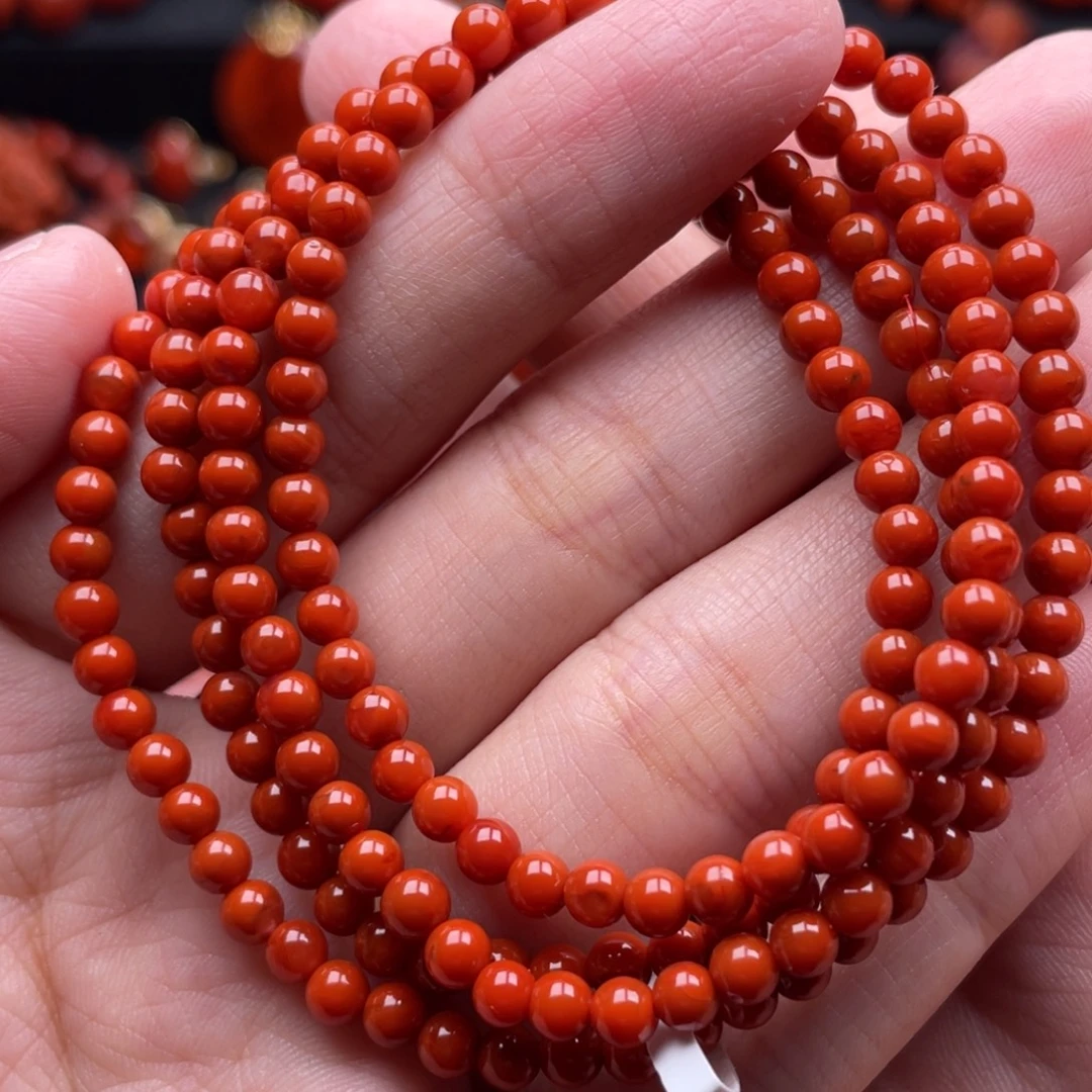 南红玛瑙未镶嵌珠宝奇石多圈3.8mm