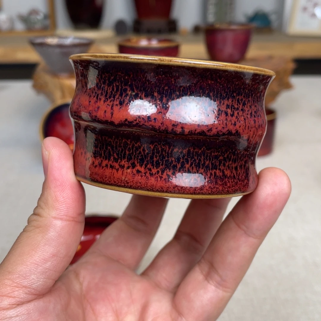 弯***陈竹节杯钧瓷原矿杯
