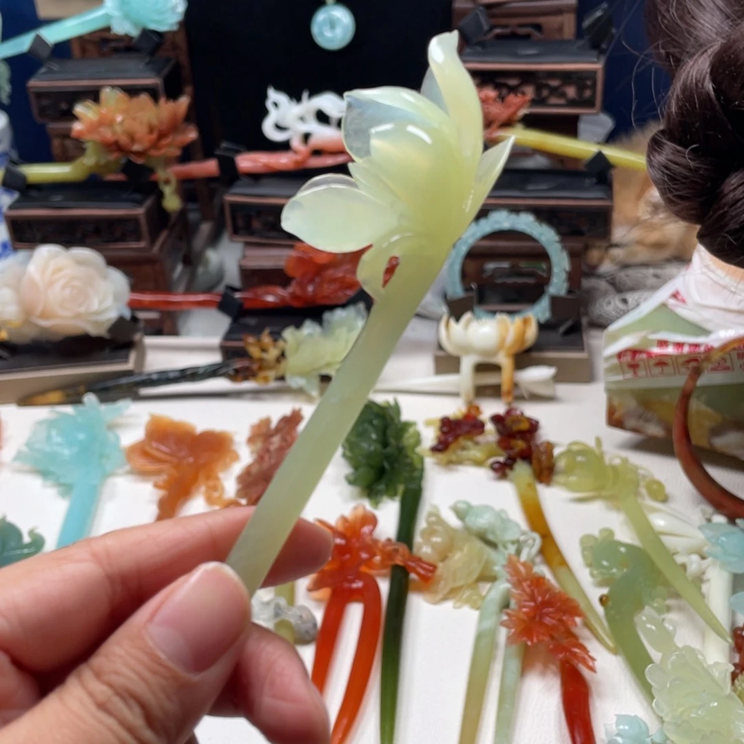 【闪购商品】蛇纹石玉发饰未镶嵌小***妈