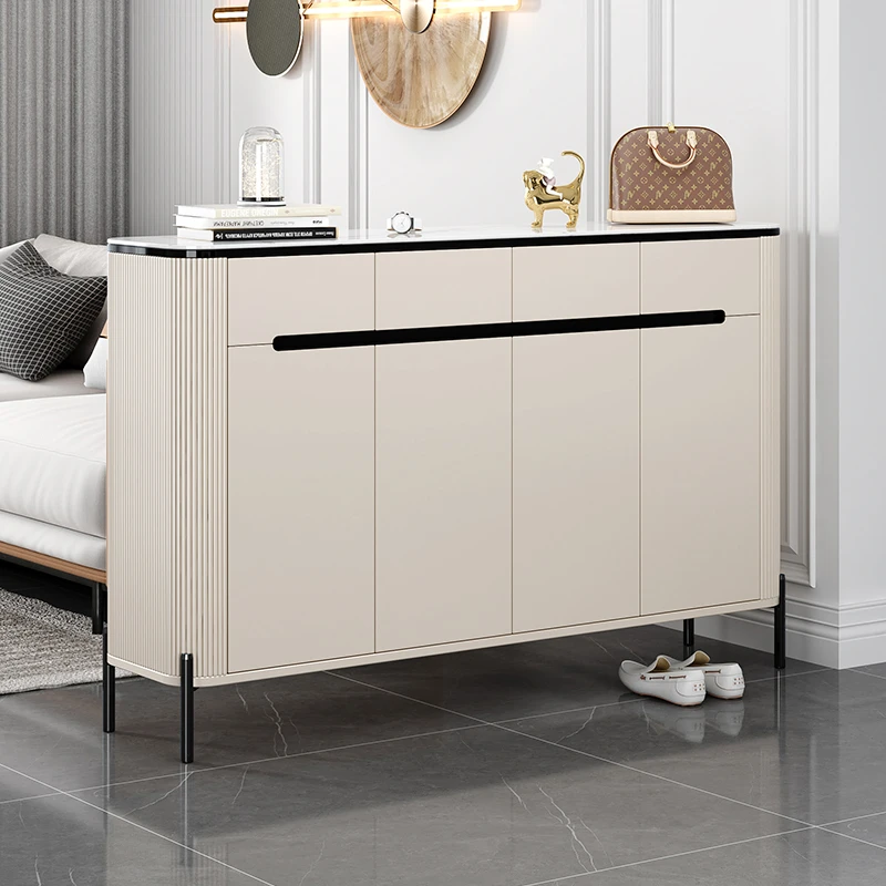 双面烤漆鞋柜岩板台面家用门口入户玄关隔断柜一体轻奢储物收纳柜