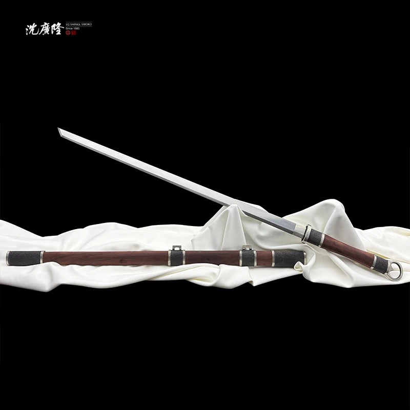 龙泉沈广隆-赤炼环首刀 白铜做旧 血檀木 毛铁 宝剑 手工 未开刃