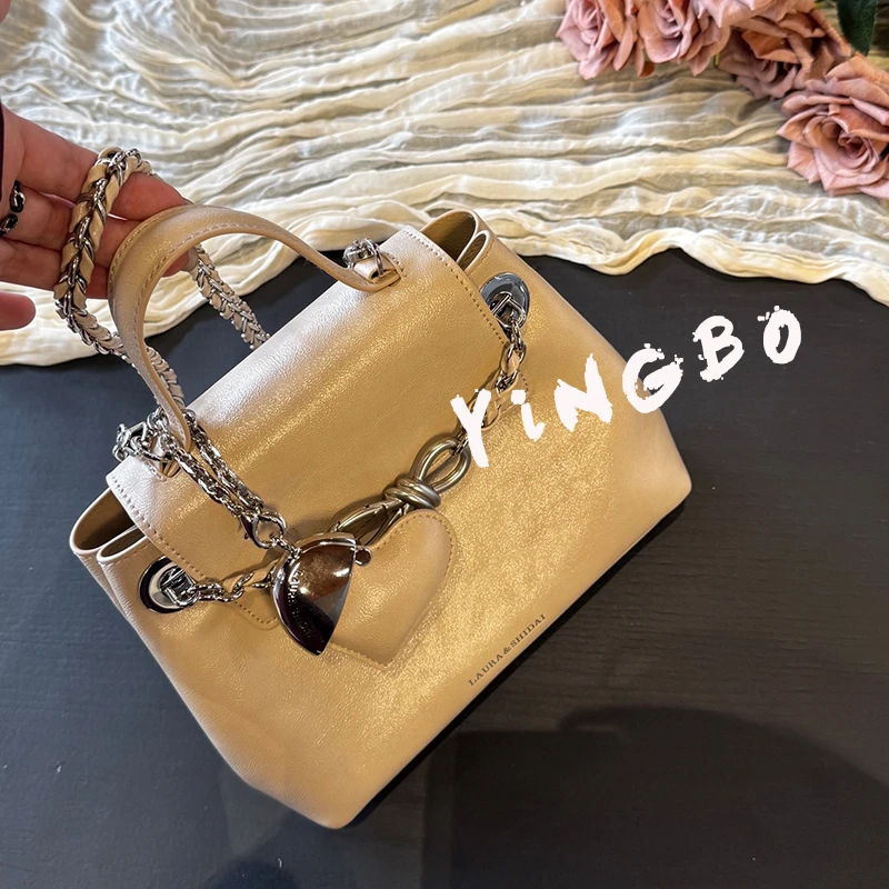 【英柏甄选】SD-5313-裸色杏仁 然与纯小众设计感时尚单肩百搭女包