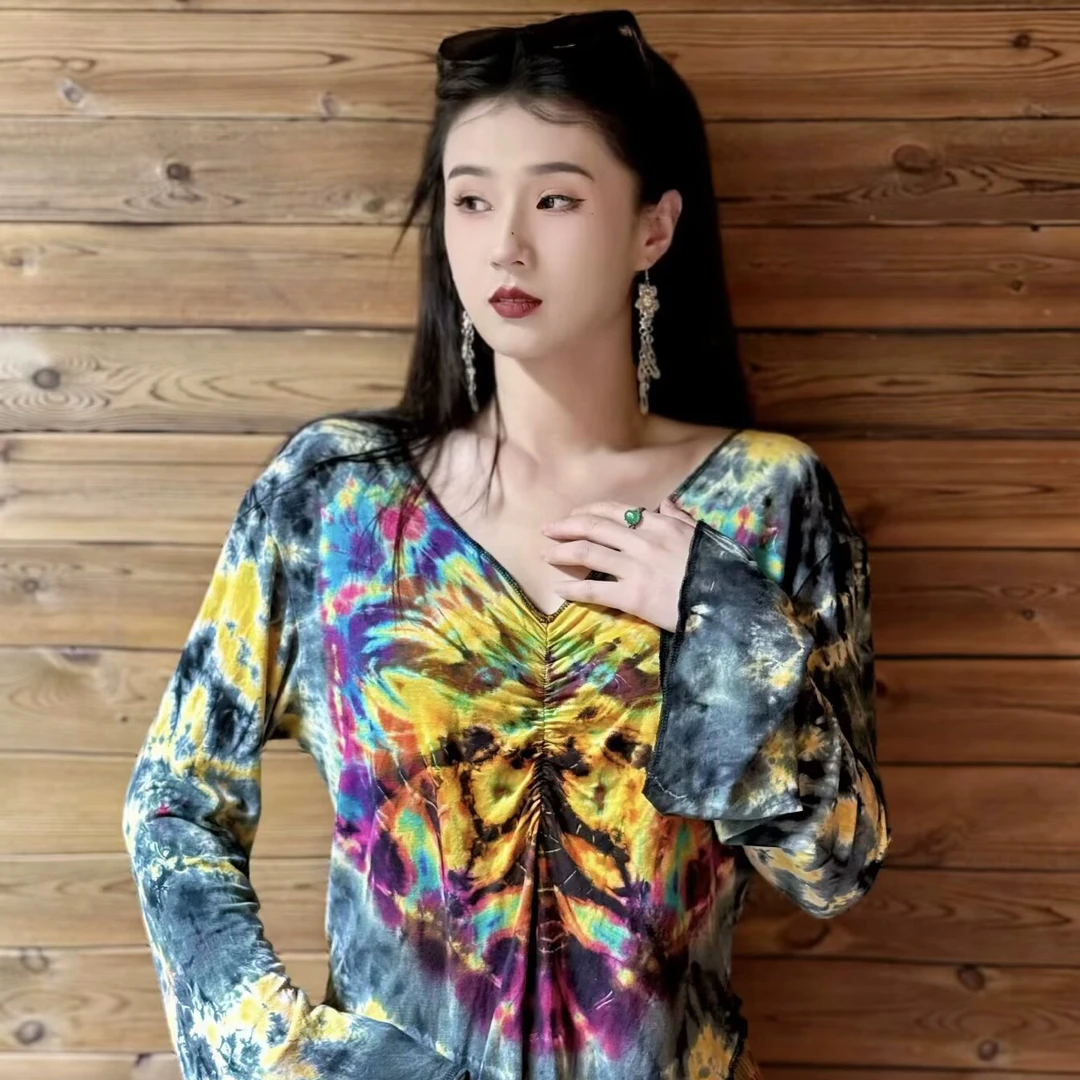 （59）东南亚纯手工植物扎染刺子绣文艺松弛感设计（花色直播间选购）