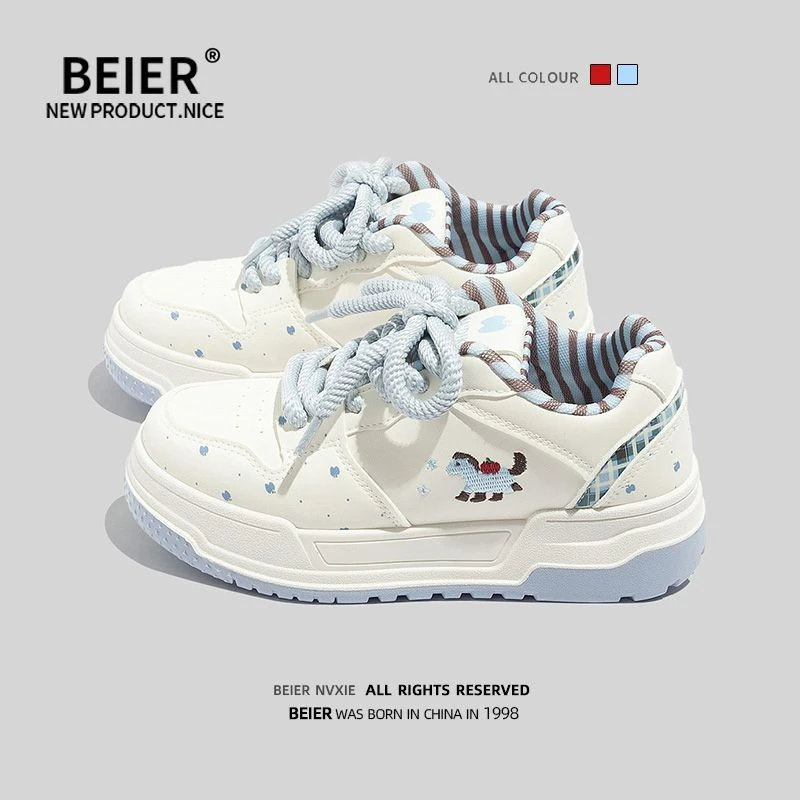 BEIER马年爆款板鞋2026春季新款厚底增高显瘦小白鞋百搭女鞋28108