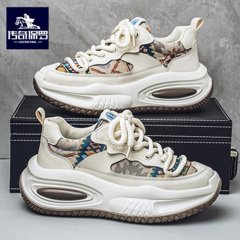 传奇保罗正版男鞋冬季休闲运动鞋青少年百搭跑步老爹潮鞋厚底秋季