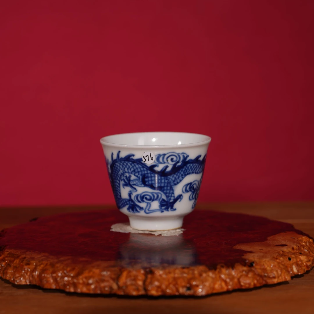 576晚清青花龙纹铃铛杯 瓷器收藏 文物商店 明清瓷 非仿古工艺品