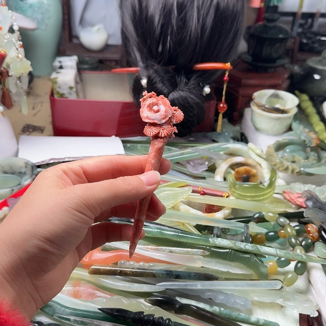 蛇纹石玉合金发饰