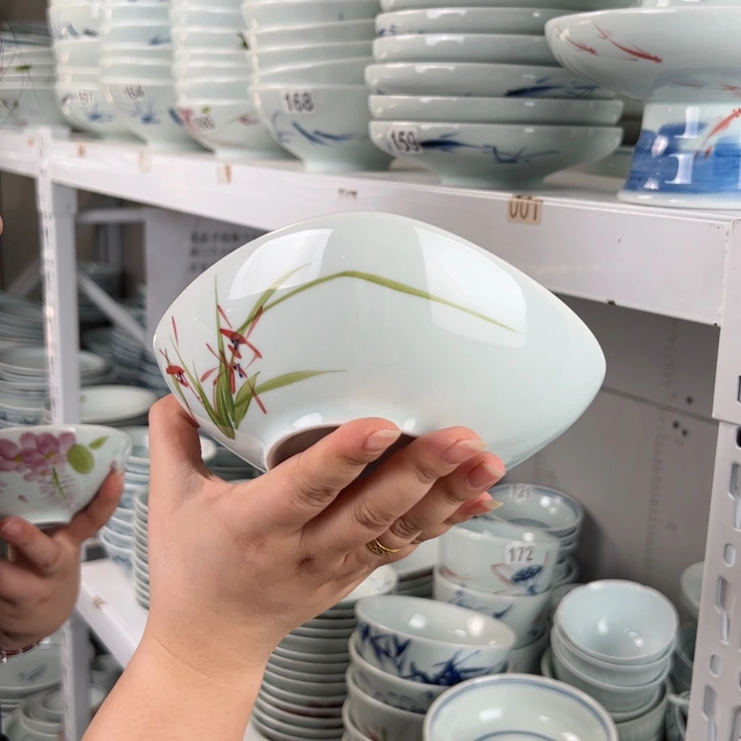 微瑕手绘6寸方形碗（随机图案单只装）