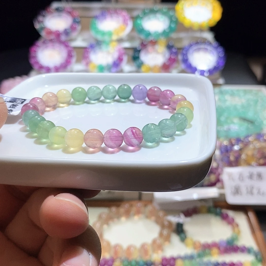 萤石未镶嵌手链马卡龙7加
