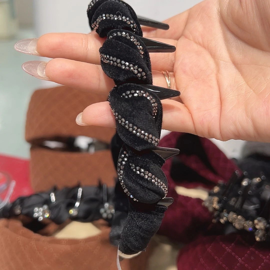 皮质铁合金丝绒砂糖带齿发箍