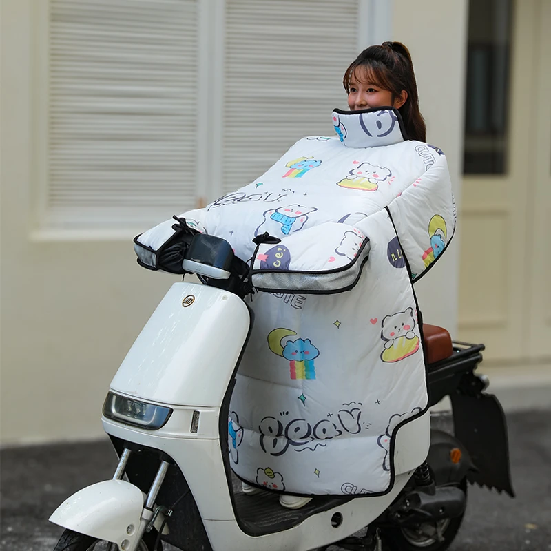 冬季电动车挡风被加绒加厚护肩保暖加大侧翼电瓶车摩托冬天通用