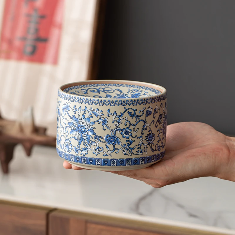 家用防飞灰时尚个性茶渣缸漏斗式带盖烟灰缸高档陶瓷办公商务烟盅