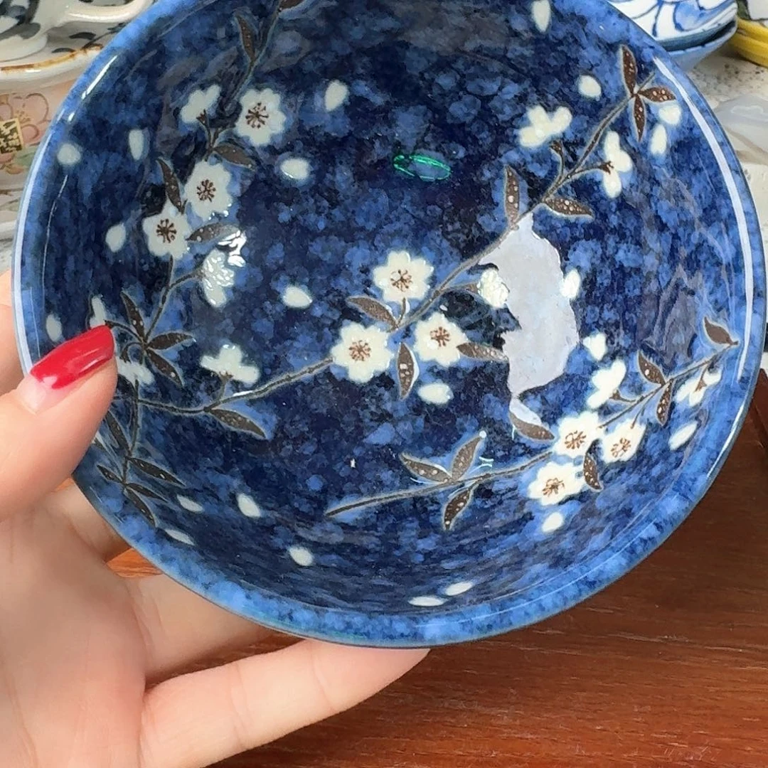 瓷片1只加厚蓝莓13厘米钵碗，全新