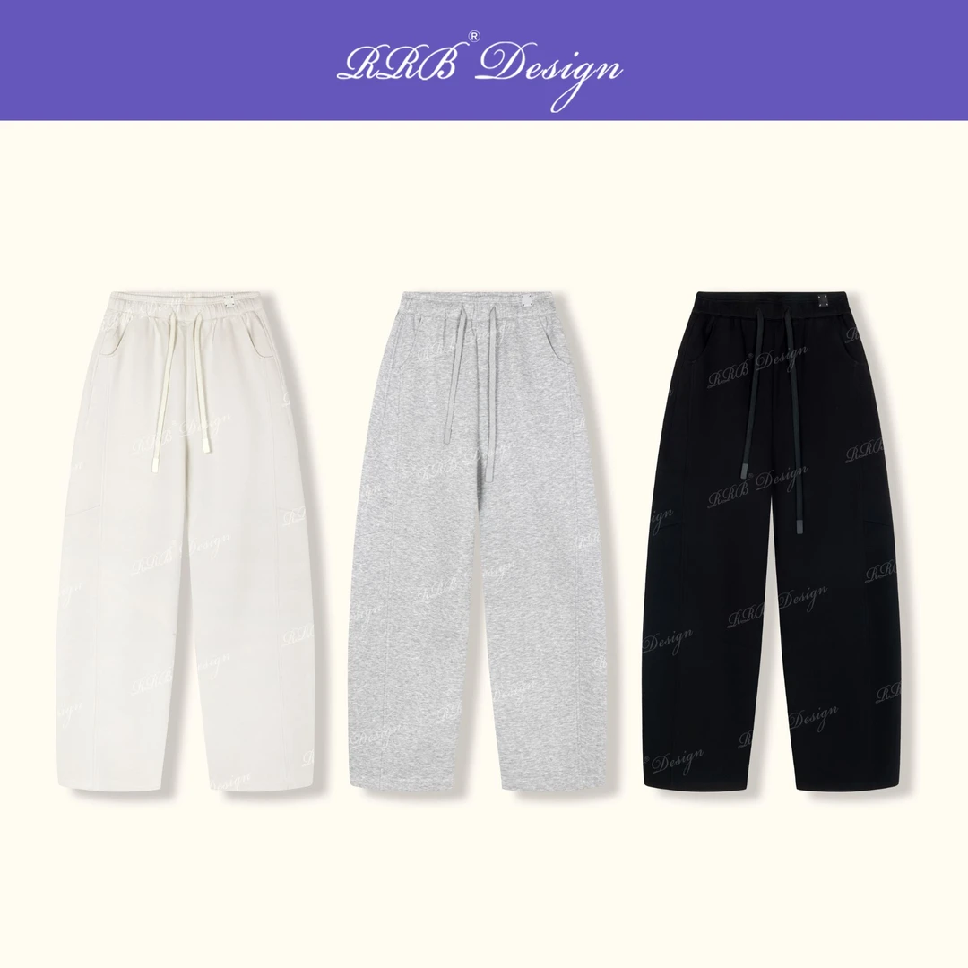 RRB Design「都市漫游」舒适加厚棉弯刀卫裤百搭纯色松紧腰休闲裤