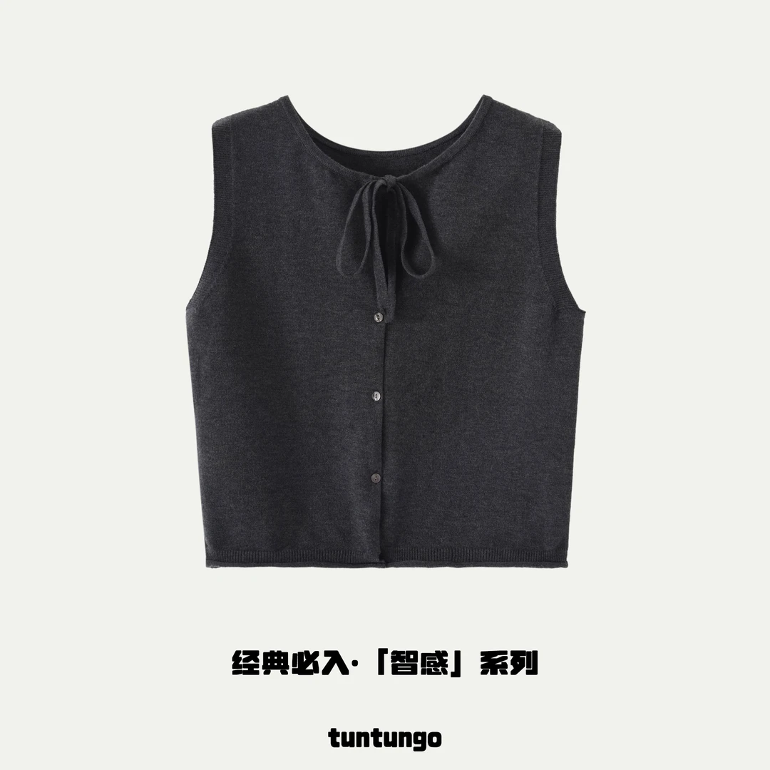 【坨坨耶】Gentle 坨 （搭配小件）设计感系带软糯针织羊毛马甲