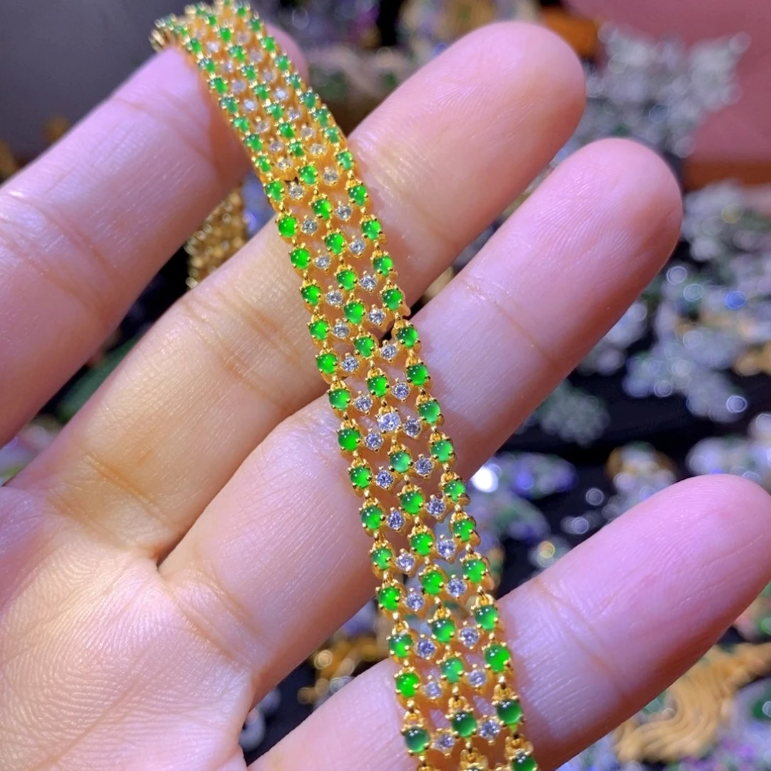 翡翠银S925镶嵌项圈天然翡翠