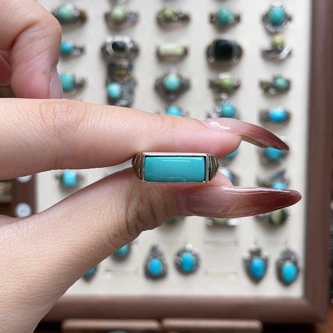 盖***盖绿松石银S925镶嵌戒指