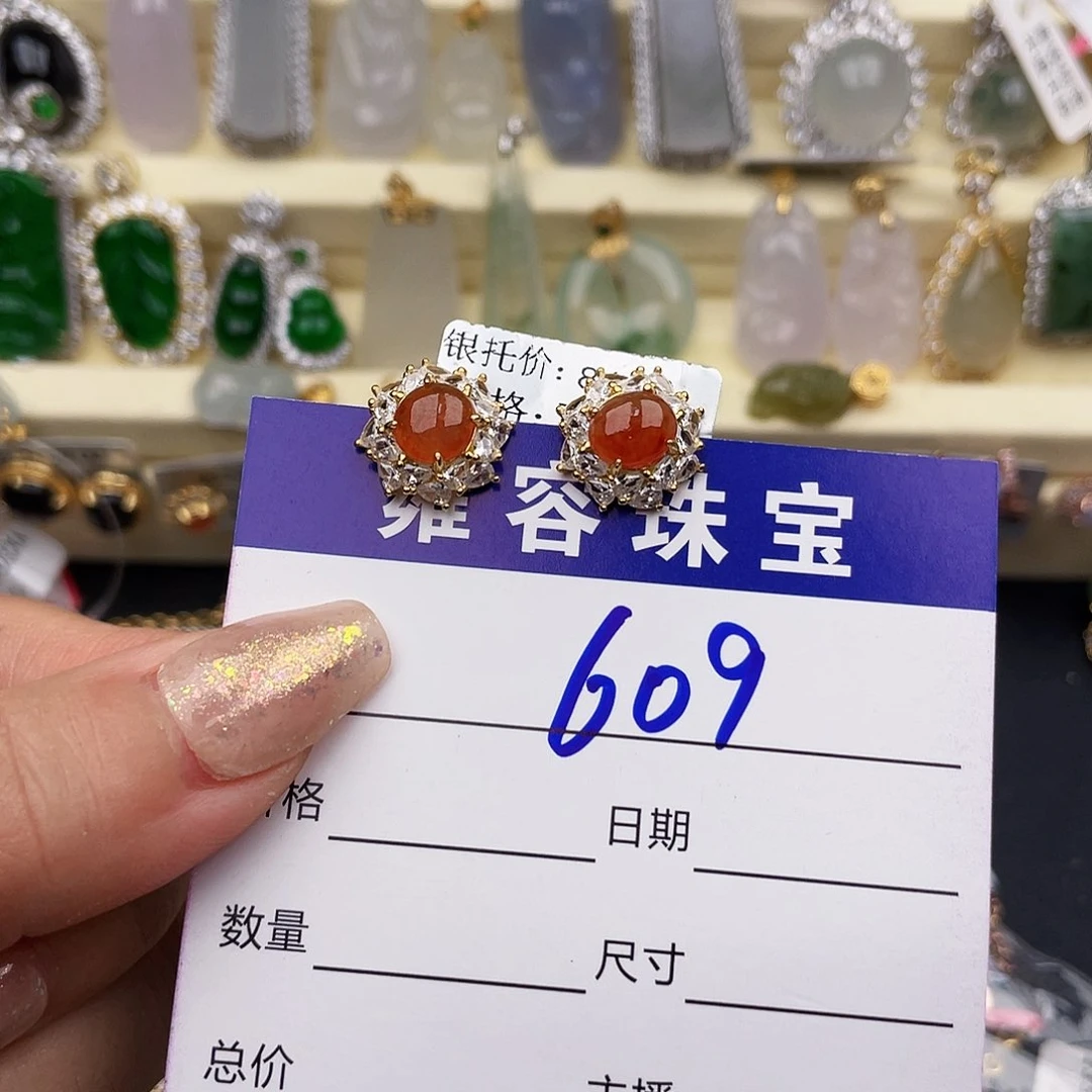 你***好翡翠戒指银S925镶嵌天然翡翠