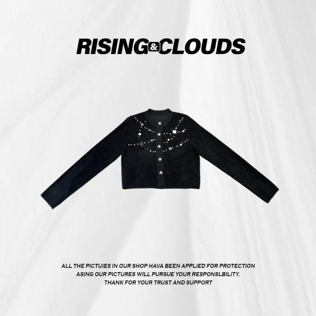 RISING&CLOUDS现货【西海岸】秋冬显瘦百搭休闲蝴蝶钻开衫100037