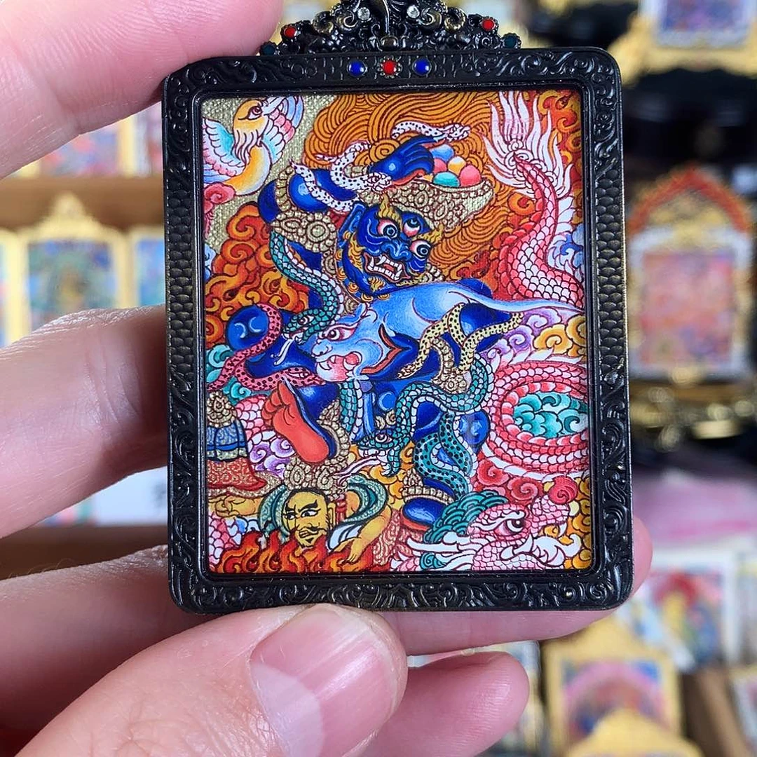 吊坠黑财神热贡纯手绘唐卡