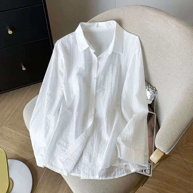 十三行蝴蝶结纹理肌亚麻丝防晒衣