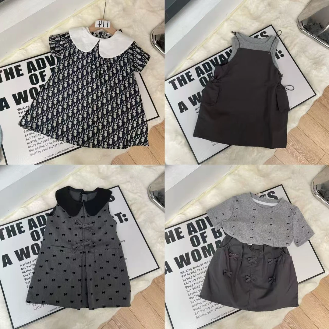 【Z701-Z799】夏款女童洋气韩版显瘦蓝色少女泡泡袖公主连衣裙套装