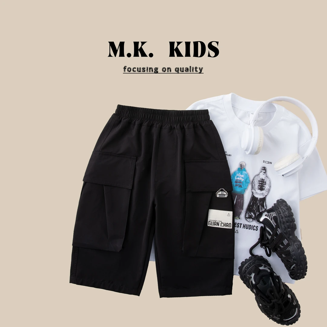 儿童夏款工装裤2025新款男童潮流时尚休闲七分裤XF8332华子童装