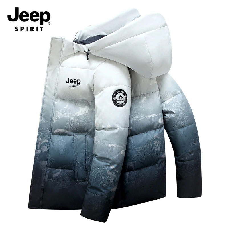 JEEP SPIRIT吉普2025年男士羽绒服渐变色加厚保暖青年白鸭绒外套