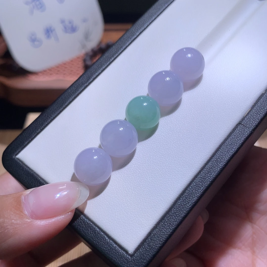 翡翠散珠特价粉紫+绿卡12
