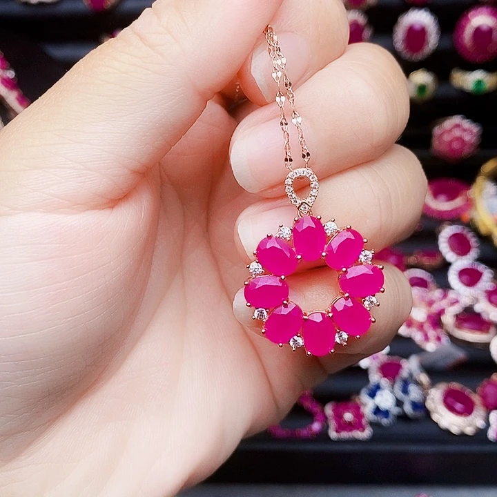 颈饰银S925镶嵌红宝石