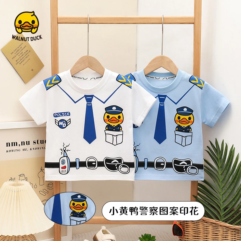 WALNUTDUCK2025夏季新款儿童卡通休闲半袖男女童薄款T恤4T117-1